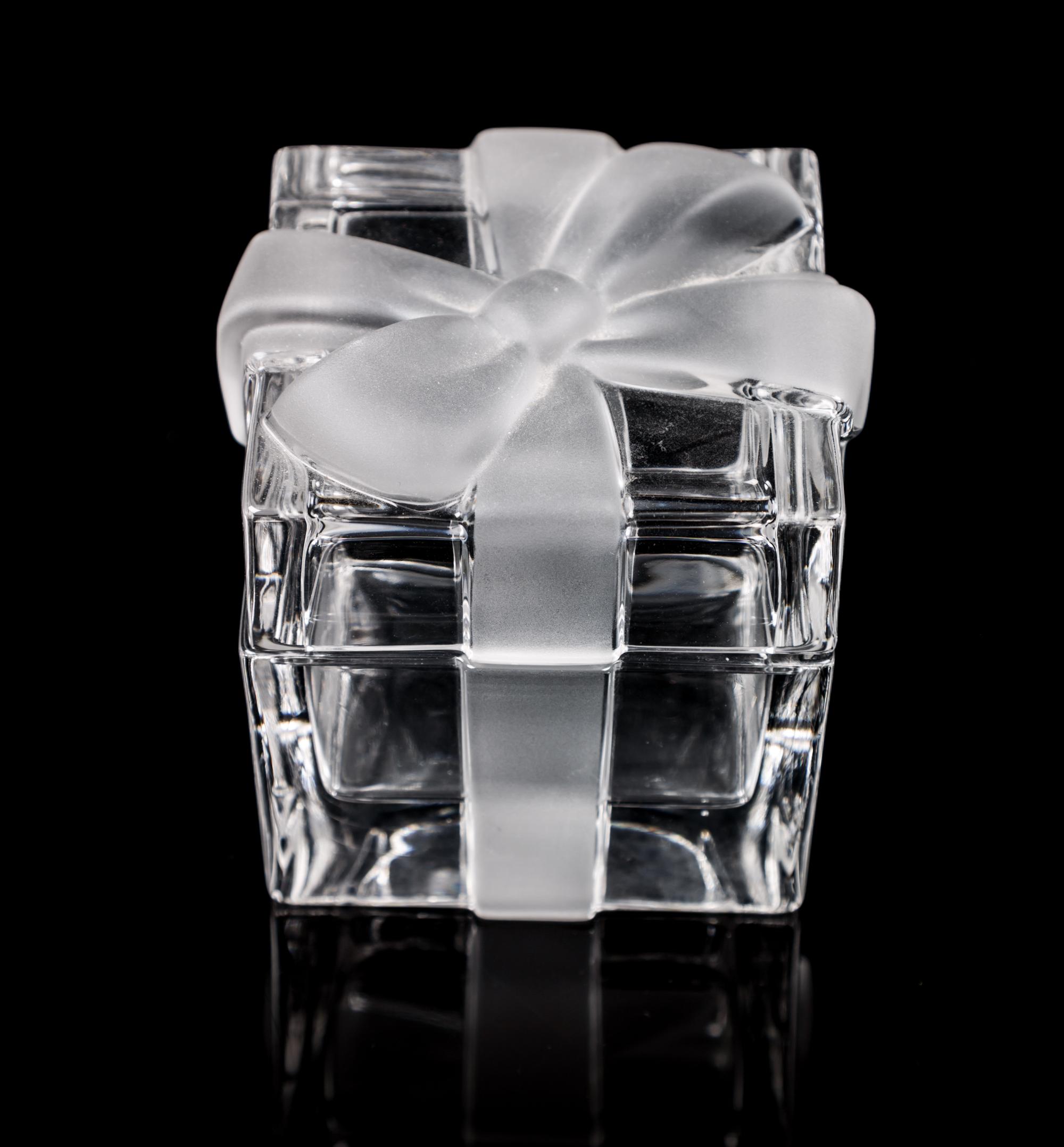 A Lalique Frosted Glass Candy Dish Height 4 inches.