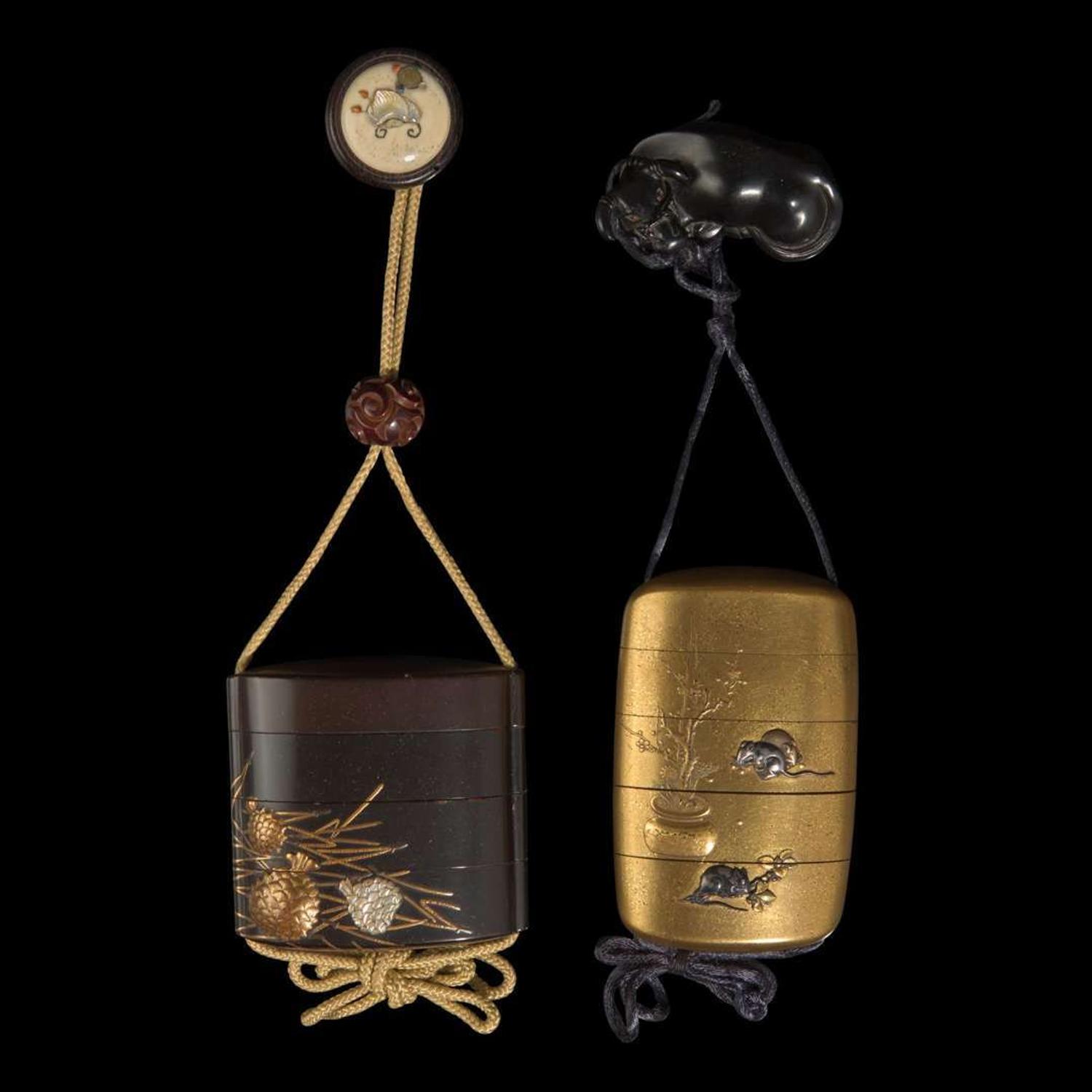 Two Japanese lacquer inro 日本印笼两件 Edo to Meiji period ?????