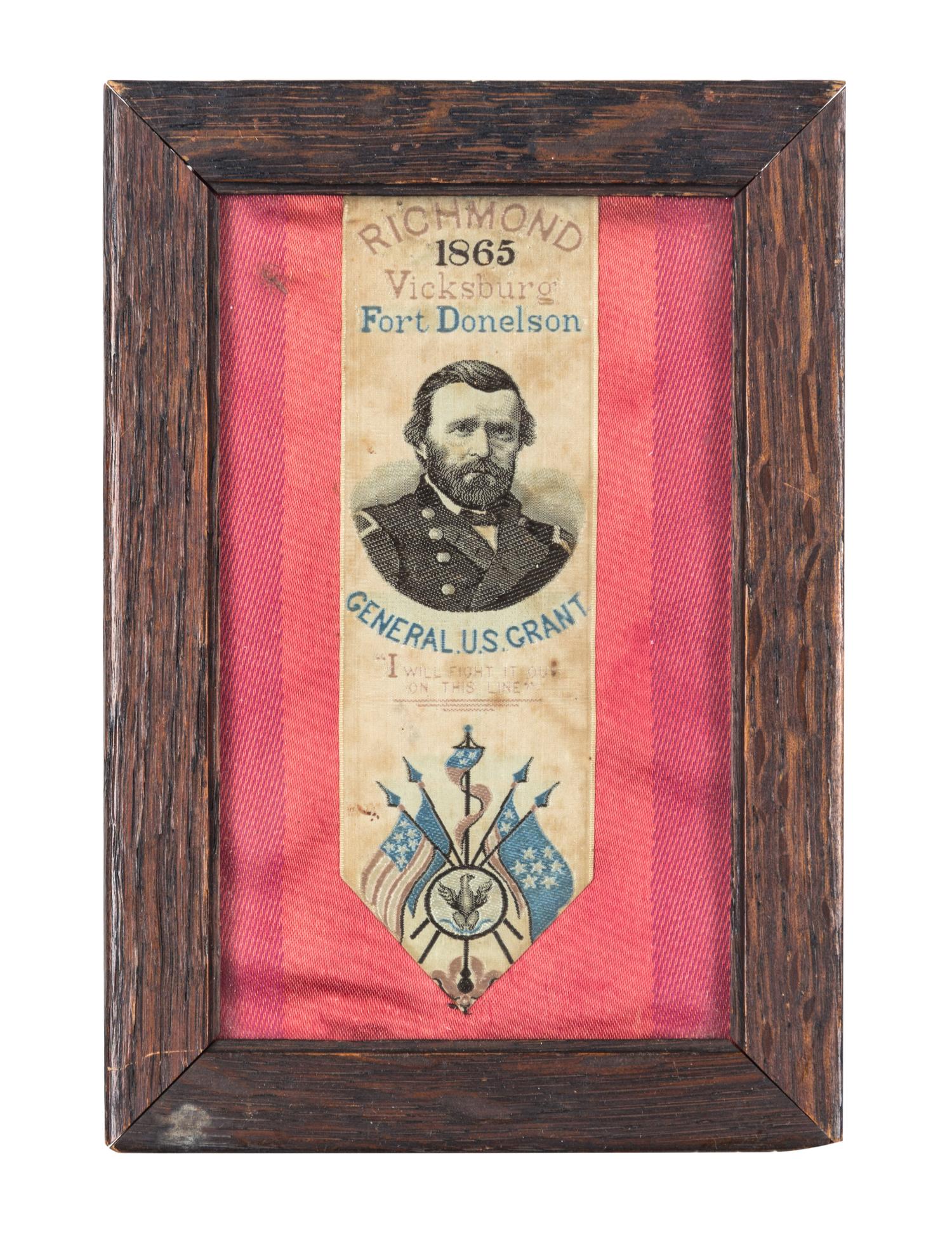 (CIVIL WAR) GRANT, ULYSSES S. Woven silk ribbon, likely for the 1868 Presidential election.