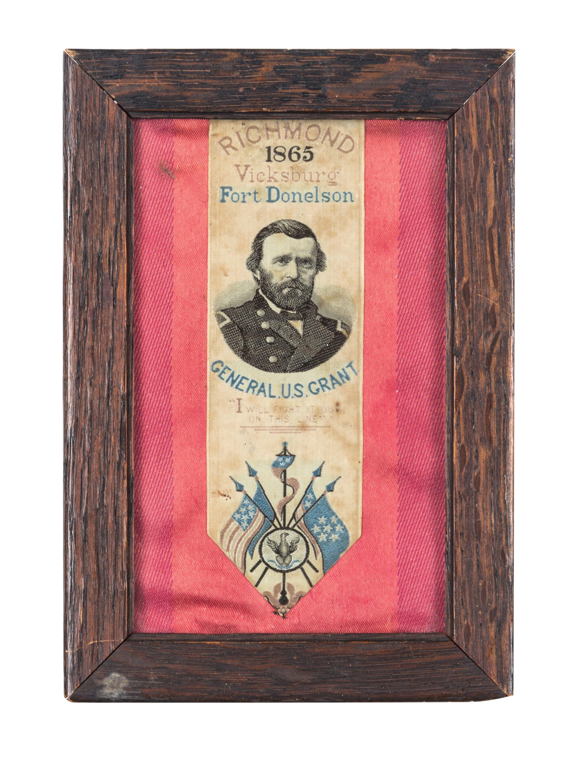(CIVIL WAR) GRANT, ULYSSES S. Woven silk ribbon, likely for the 1868 Presidential election.