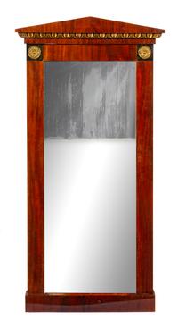 A Biedermeier Mahogany Console Table and Pier Mirror Height 35 1/8 x width 32 x depth 16 3/4 inches. — CIRCA 1795