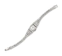 A Platinum and Diamond Wristwatch, Hamilton, 20.80 dwts.