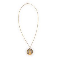Yellow Gold, Diamond, and Sapphire Pendant Necklace