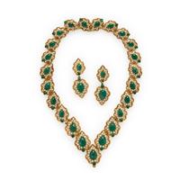 Emerald, Diamond, and Yellow Gold Convertible Demi-Parure