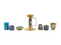 A Group of Seven Chinese Export Cloisonné Enamel Articles