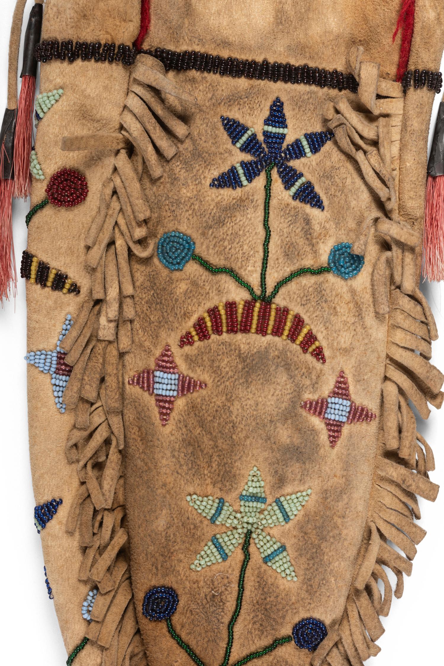 Santee Sioux Beaded Hide Drawstring Pouch