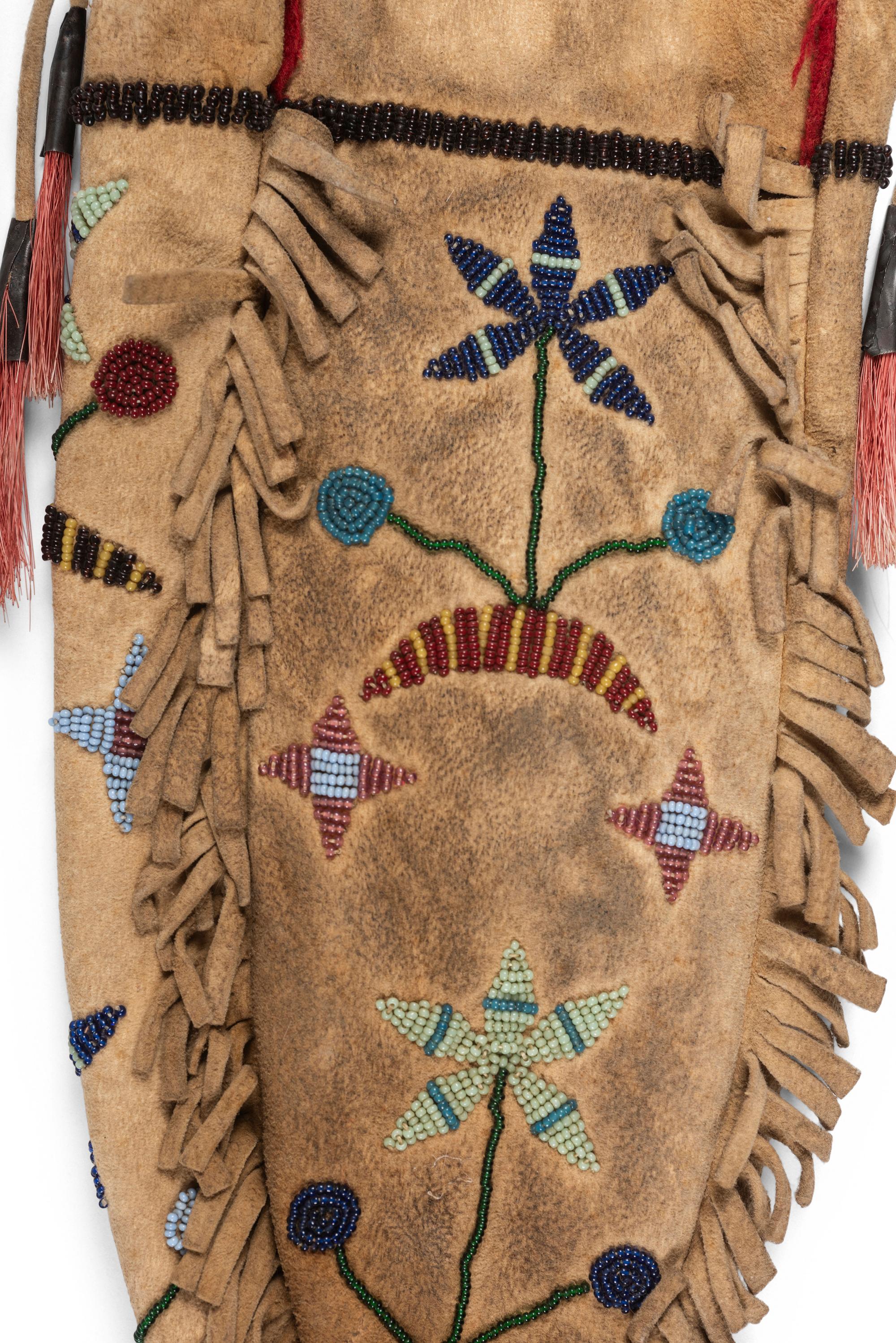 Santee Sioux Beaded Hide Drawstring Pouch