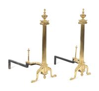 A Pair of Neoclassical Style Brass Andirons — 20TH CENTURY