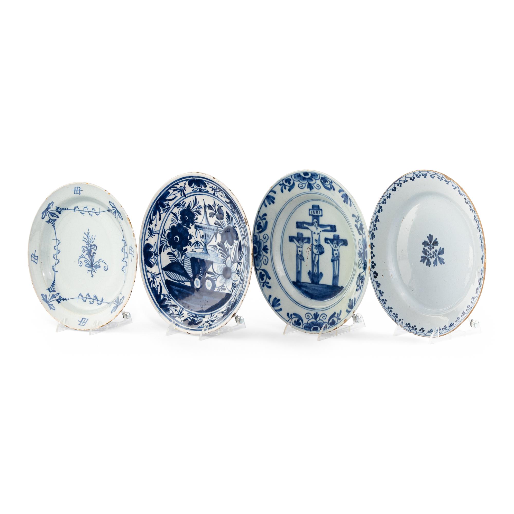 A Collection of Four Dutch Delft Blue and White Articles