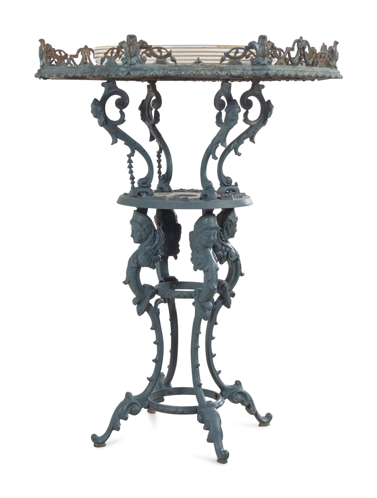 A Group of Painted Iron Garden Furniture