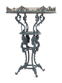 A Group of Painted Iron Garden Furniture