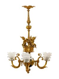 A French Gilt Bronze Three-Light Chandelier