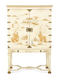 A Dessin Fournir White Lacquer Griswold Cabinet