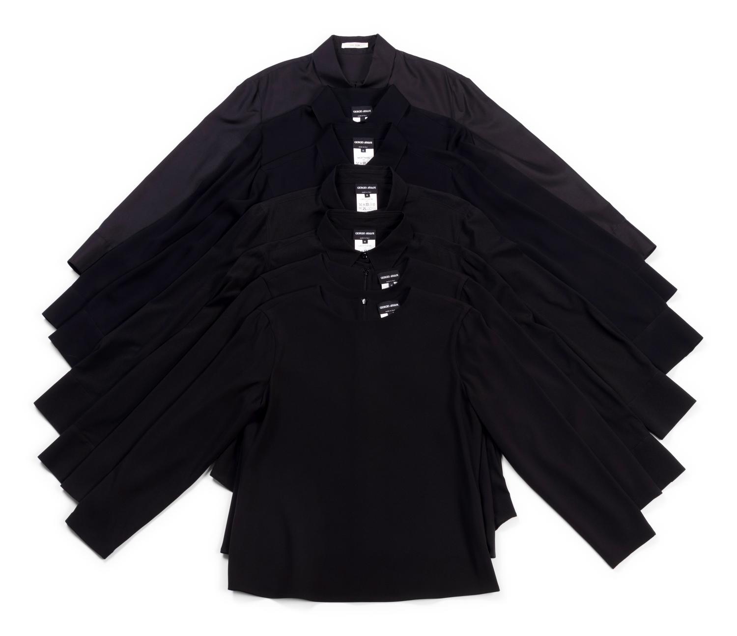 Seven Designer Silk Tops: Six Giorgio Amani, One The Row