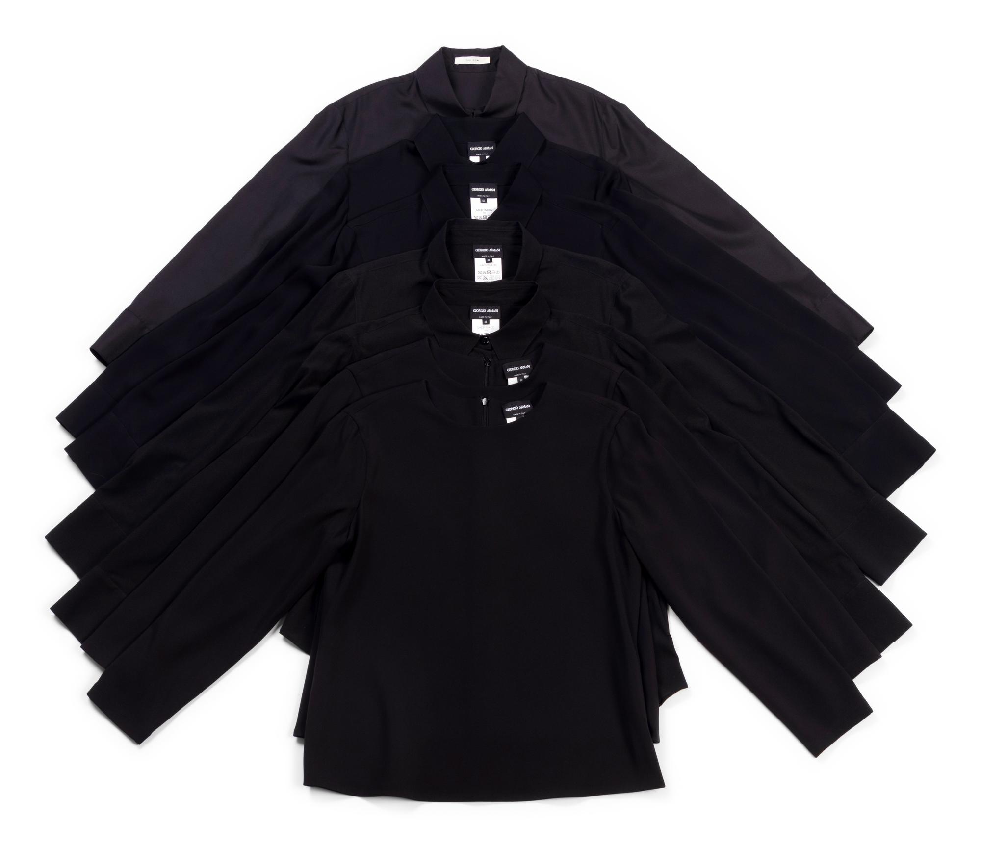 Seven Designer Silk Tops: Six Giorgio Amani, One The Row
