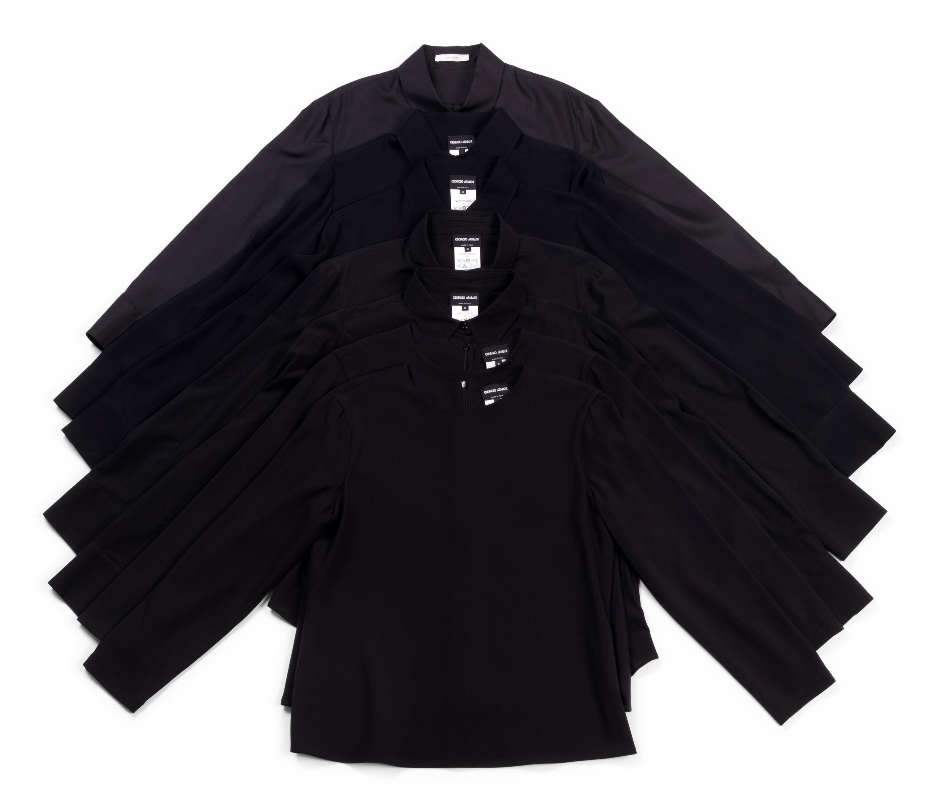 Seven Designer Silk Tops: Six Giorgio Amani, One The Row