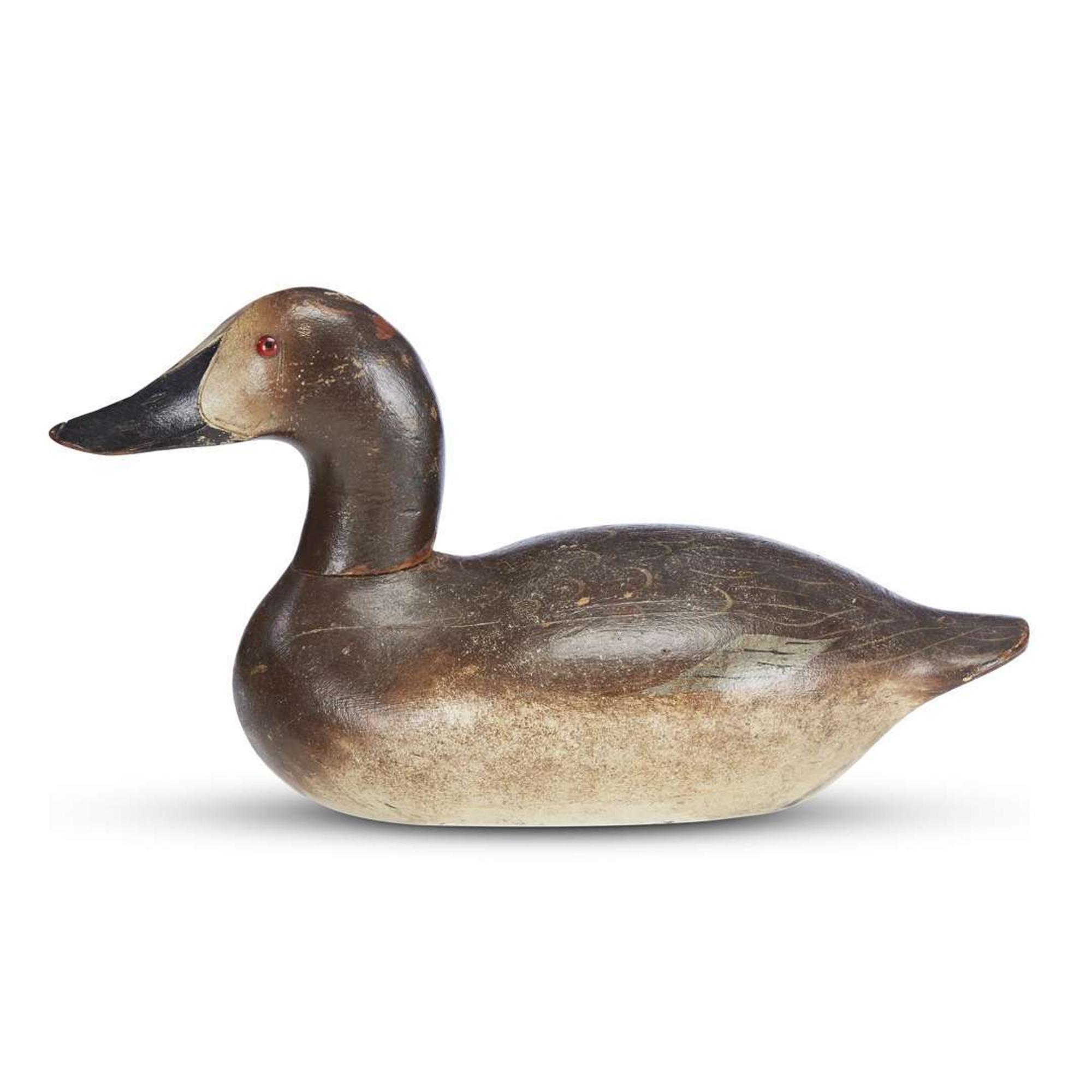 Carved and painted Canvasback hen decoy Mason Decoy Factory, Detroit, MI, early 20th century