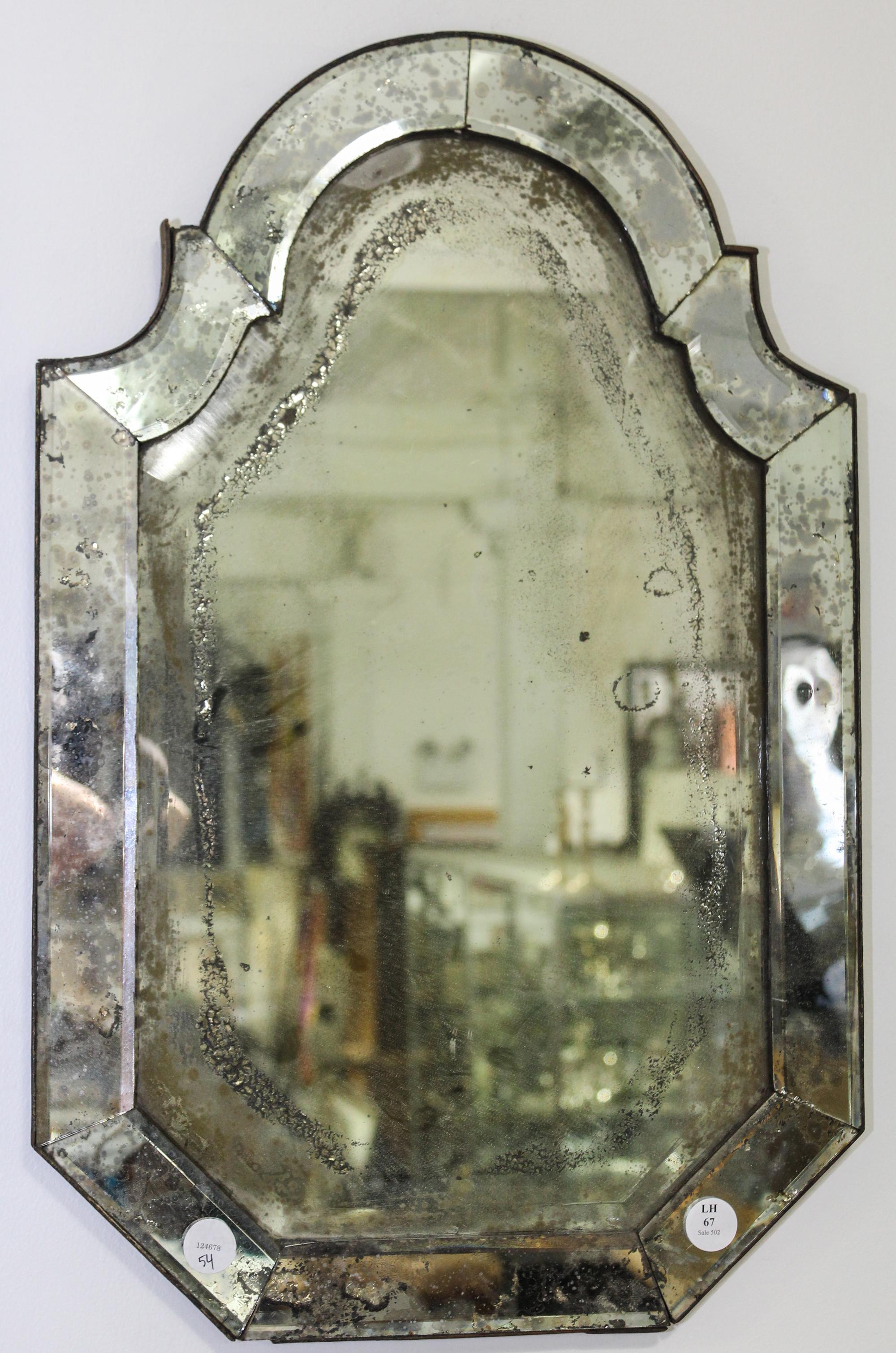 A Venetian Glass Mirror Height 24 1/4 x width 15 3/4 inches. — 19TH CENTURY