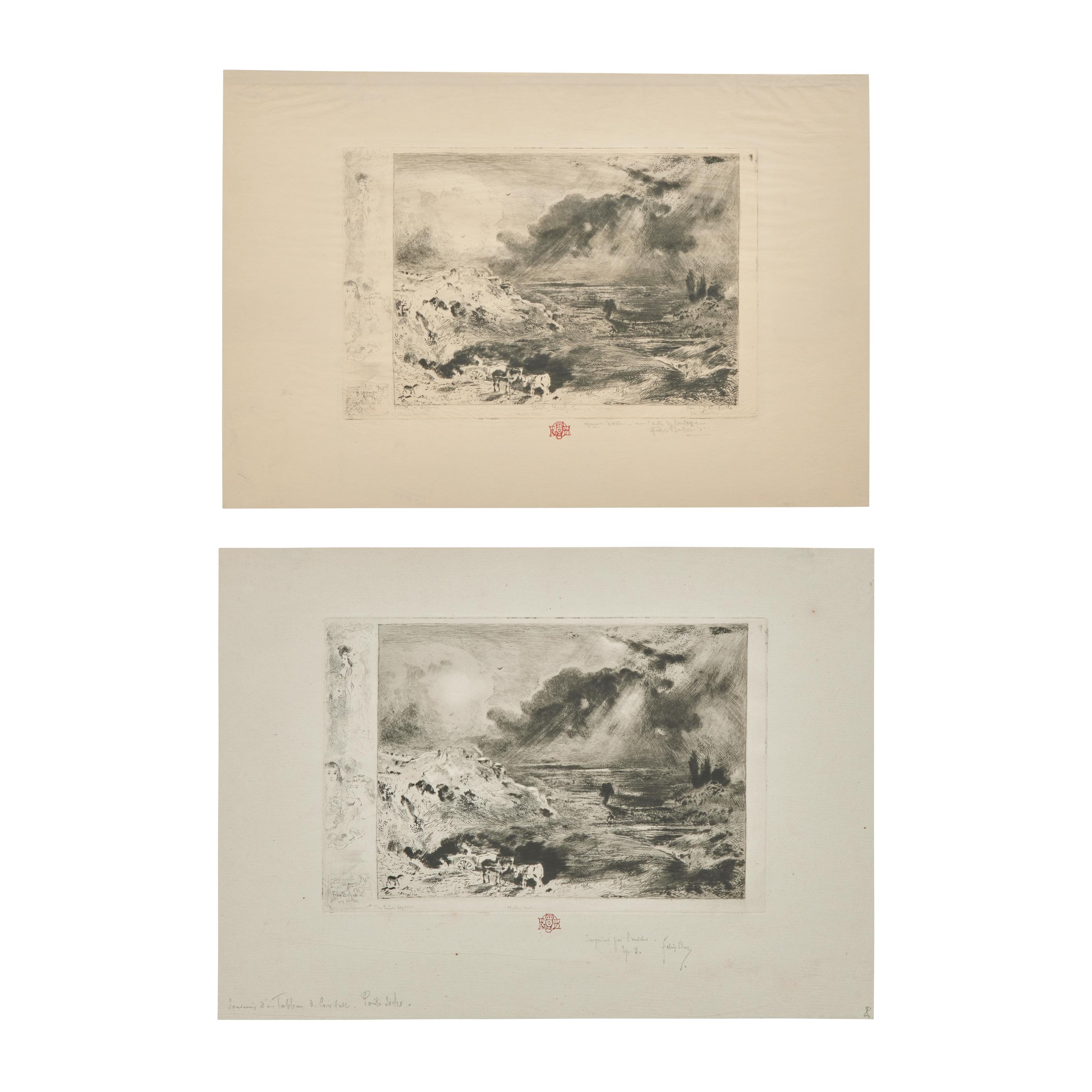 Félix Hilaire Buhot (French, 1847-1898) — L'Orage (Two Works)