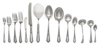 An American Silver Flatware Service, Towle Silversmiths, Newburyport, MA, D'Orleans pattern, comprising: 12 dinner knives 12 dinner for