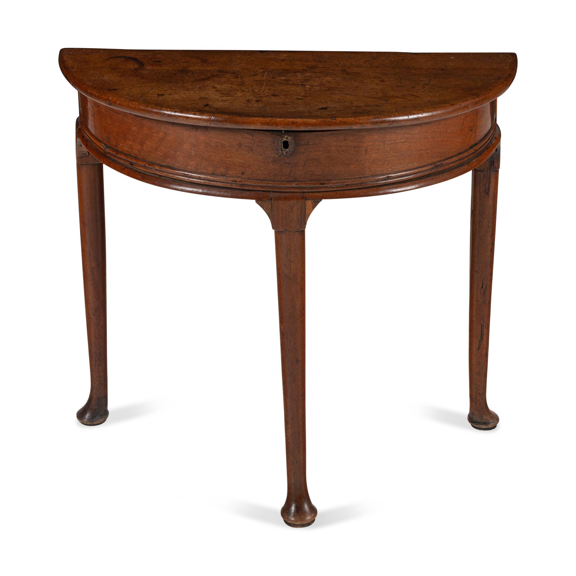 A George I Walnut Demilune Side Table