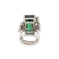 GREEN TOURMALINE AND DIAMOND RING