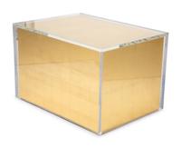A Contemporary Lucite Enclosed Gold Leafed Rectangular Pedestal — 20th/21st Century