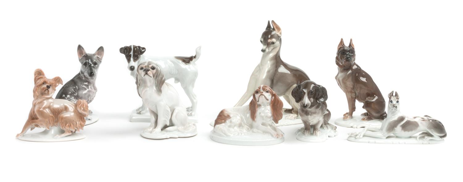 Nine Rosenthal Porcelain Figures Width of widest 9 1/4 inches. — 20TH CENTURY