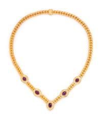 VAN CLEEF & ARPELS, YELLOW GOLD, AMETHYST AND DIAMOND NECKLACE