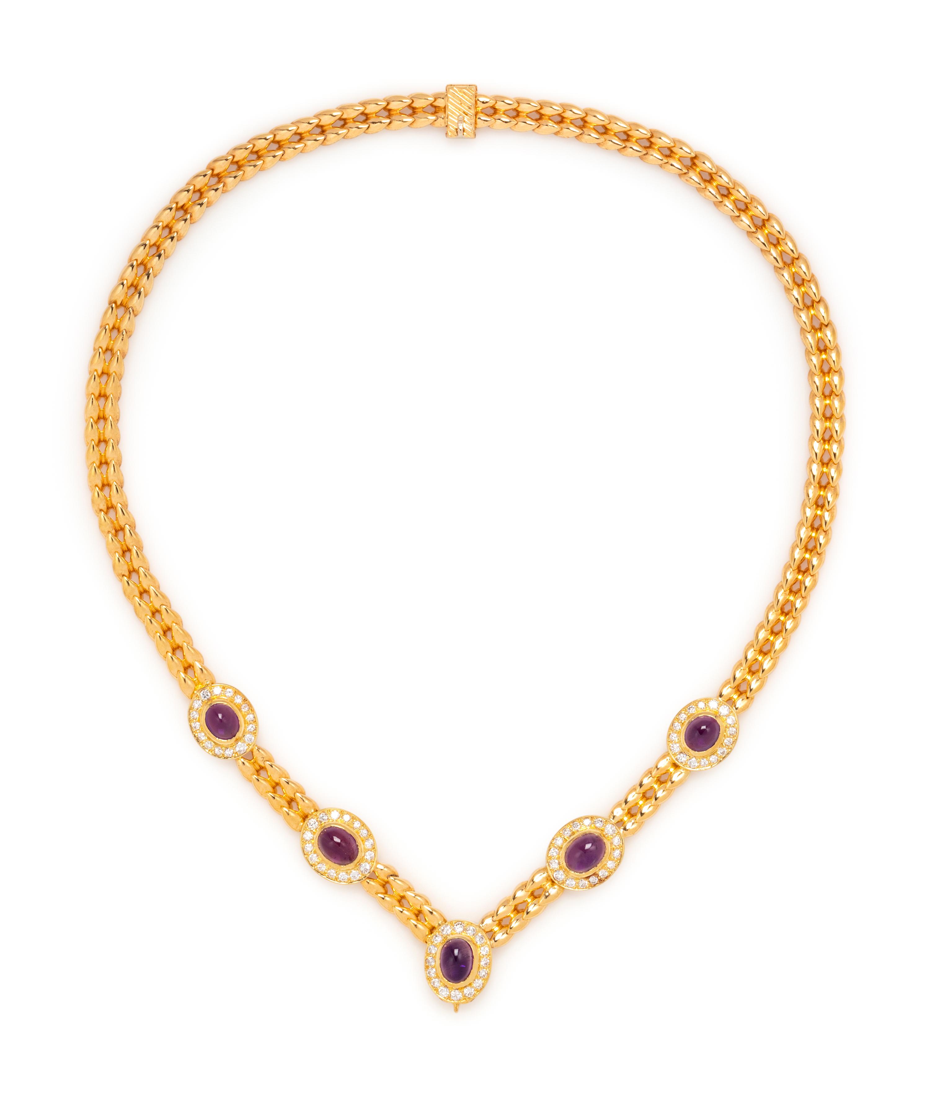 VAN CLEEF & ARPELS, YELLOW GOLD, AMETHYST AND DIAMOND NECKLACE