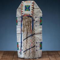 Sioux Child's Beaded Hide Cradle
