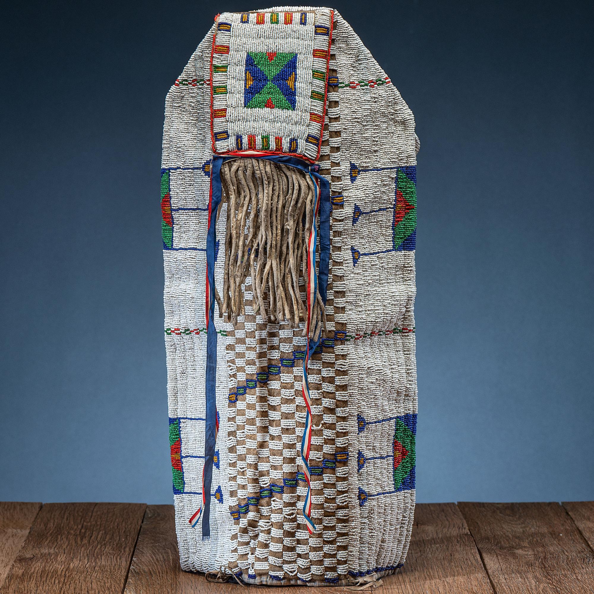 Sioux Child's Beaded Hide Cradle