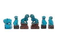 Six Turquoise Glazed Porcelain Figures of Animals