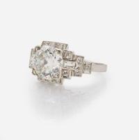 Art Deco Platinum Diamond Ring c. 1920 2.02 Old European-Cut Diamond, GIA Certified