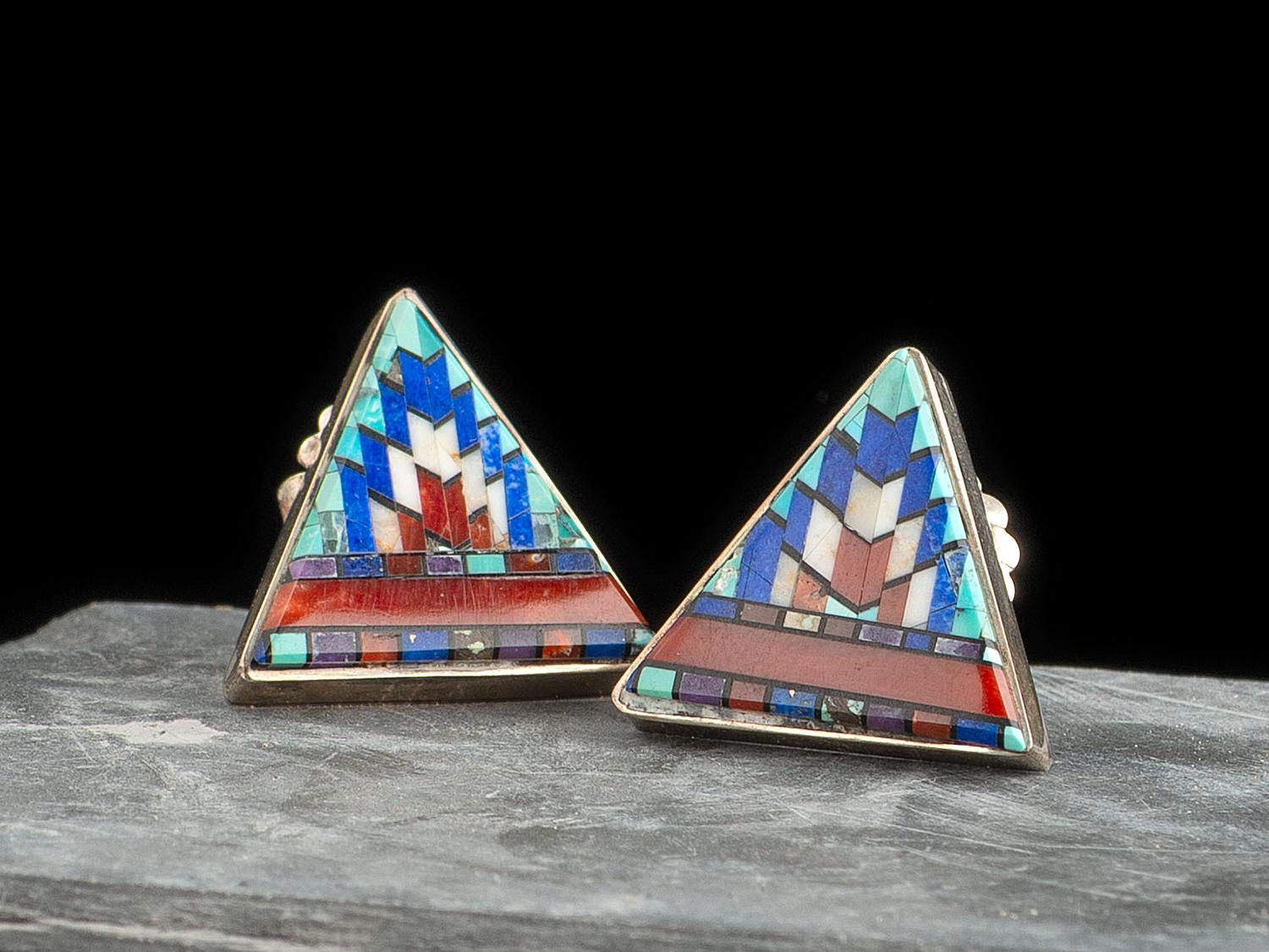 Sterling Silver and Micro Mosaic Post Earrings