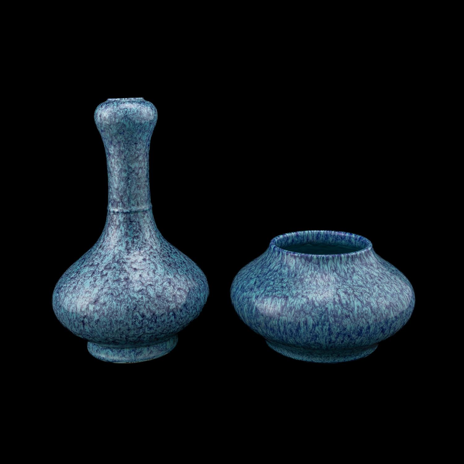 Two Chinese Robin's Egg Porcelain Vessels