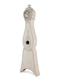 A Swedish Grey-Painted Tall Case Clock
