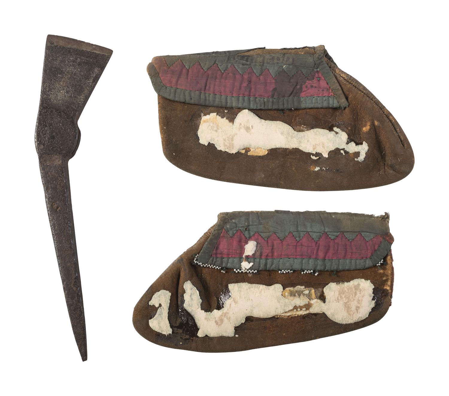Delaware Child's Hide Moccasins, with Ribbonwork Cuffs, PLUS