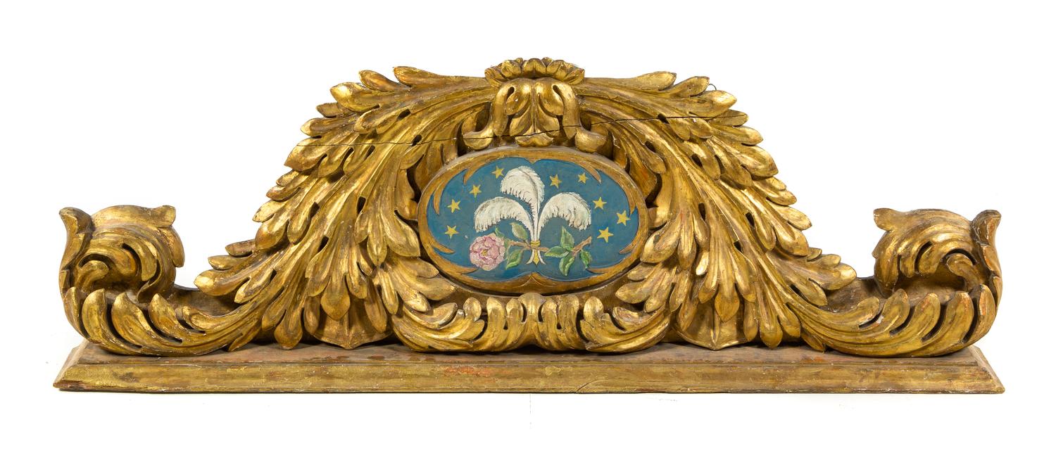 A Continental Giltwood Overdoor Panel Height 21 3/8 x width 57 3/4 inches. — 19TH CENTURY