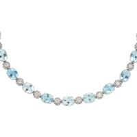 WHITE GOLD, AQUAMARINE, AND DIAMOND NECKLACE