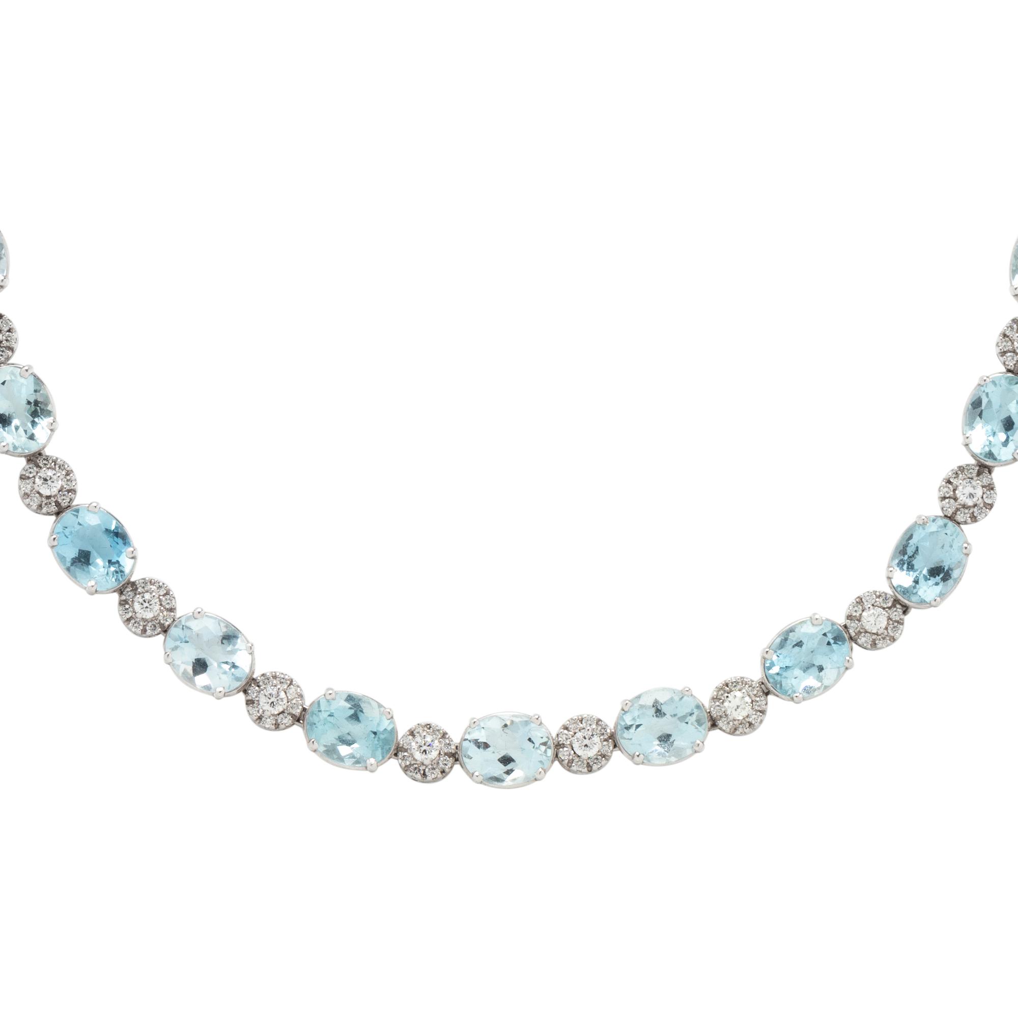 WHITE GOLD, AQUAMARINE, AND DIAMOND NECKLACE