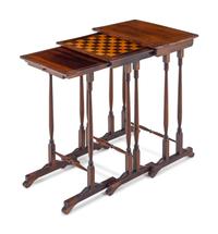 A Set of Three Regency Inlaid Rosewood Nesting Game Tables