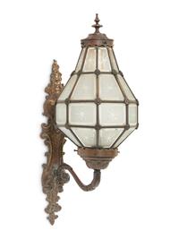 A Bronze and Glass Wall Sconce
