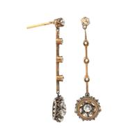 ANTIQUE, DIAMOND FLOWER DROP EARRINGS