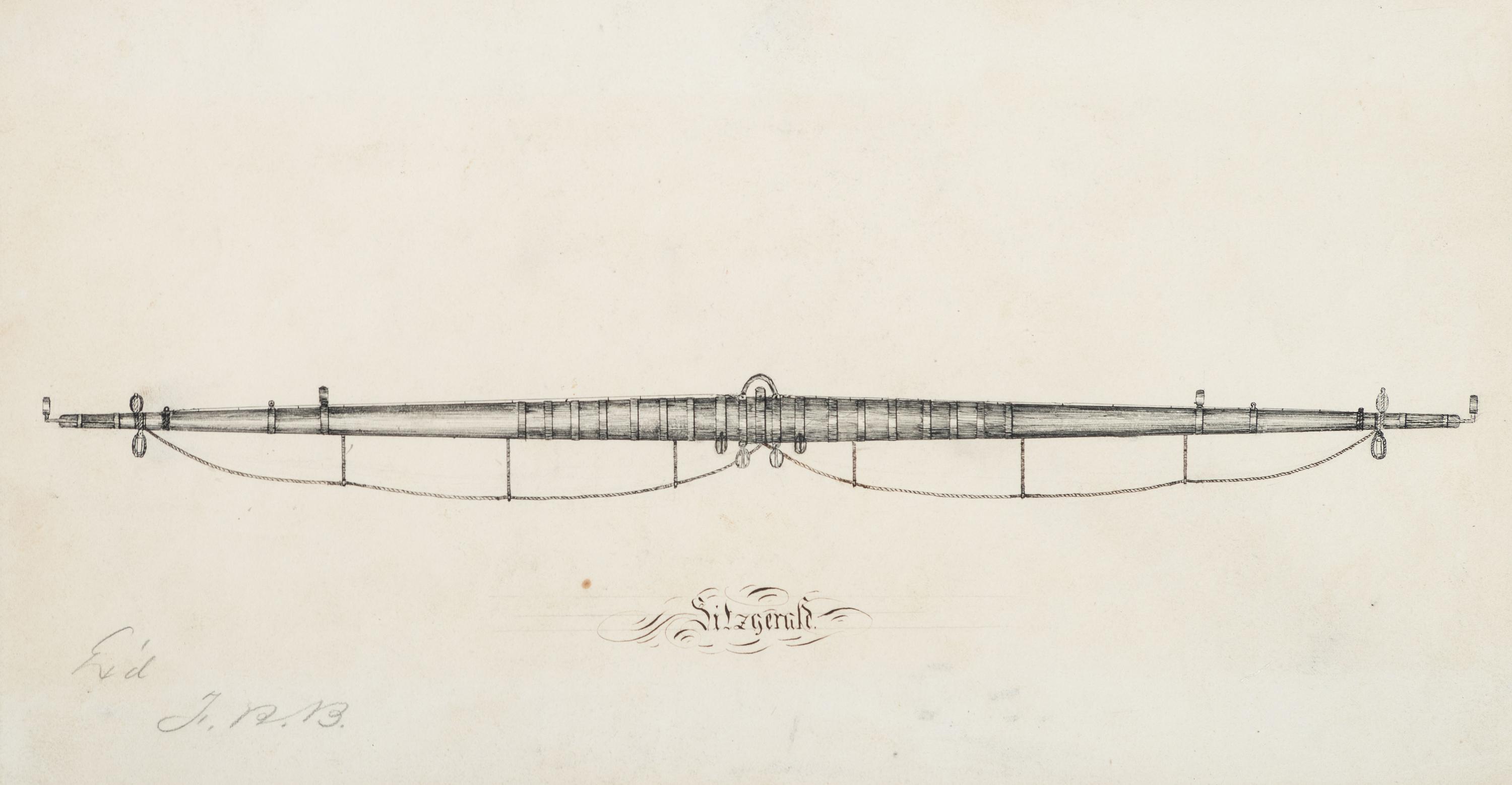 [CIVIL WAR]. A group of 10 pre-War drawings/sketches believed to be class art made at the Naval Academy, many identified to "Fitzgerald," incl. renderings of engines, devices, and a map.