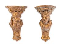 A Pair of Gilt Decorated Composition Wall Brackets — 20TH CENTURY