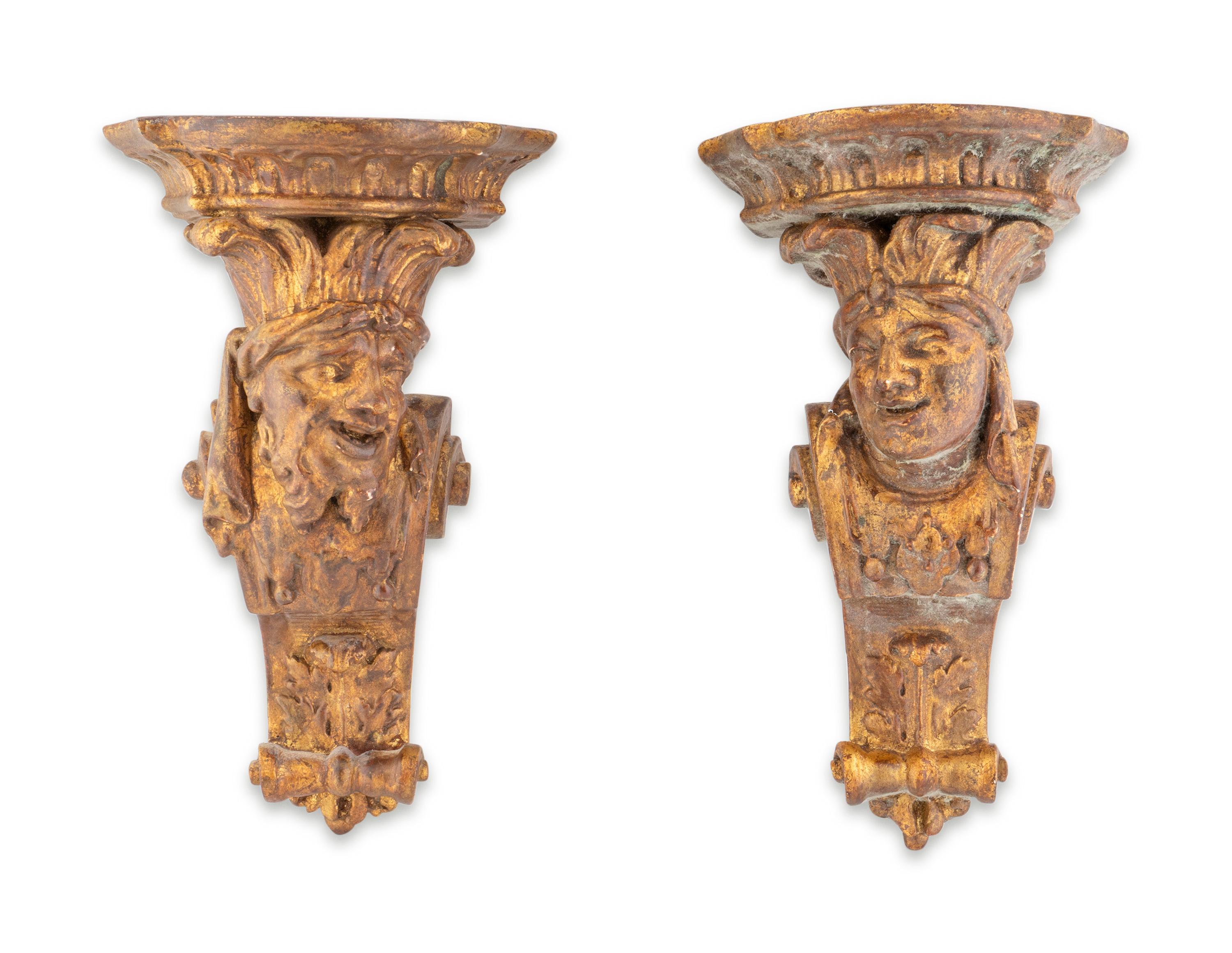 A Pair of Gilt Decorated Composition Wall Brackets — 20TH CENTURY