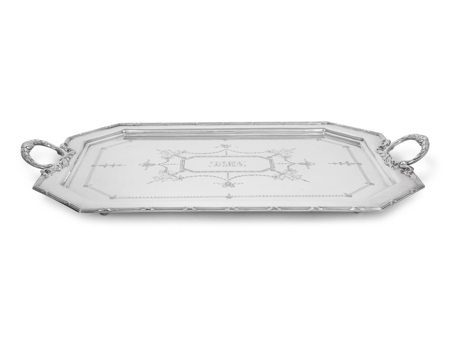 An English Silver-Plate Tray Retailed by Spaulding & Co.