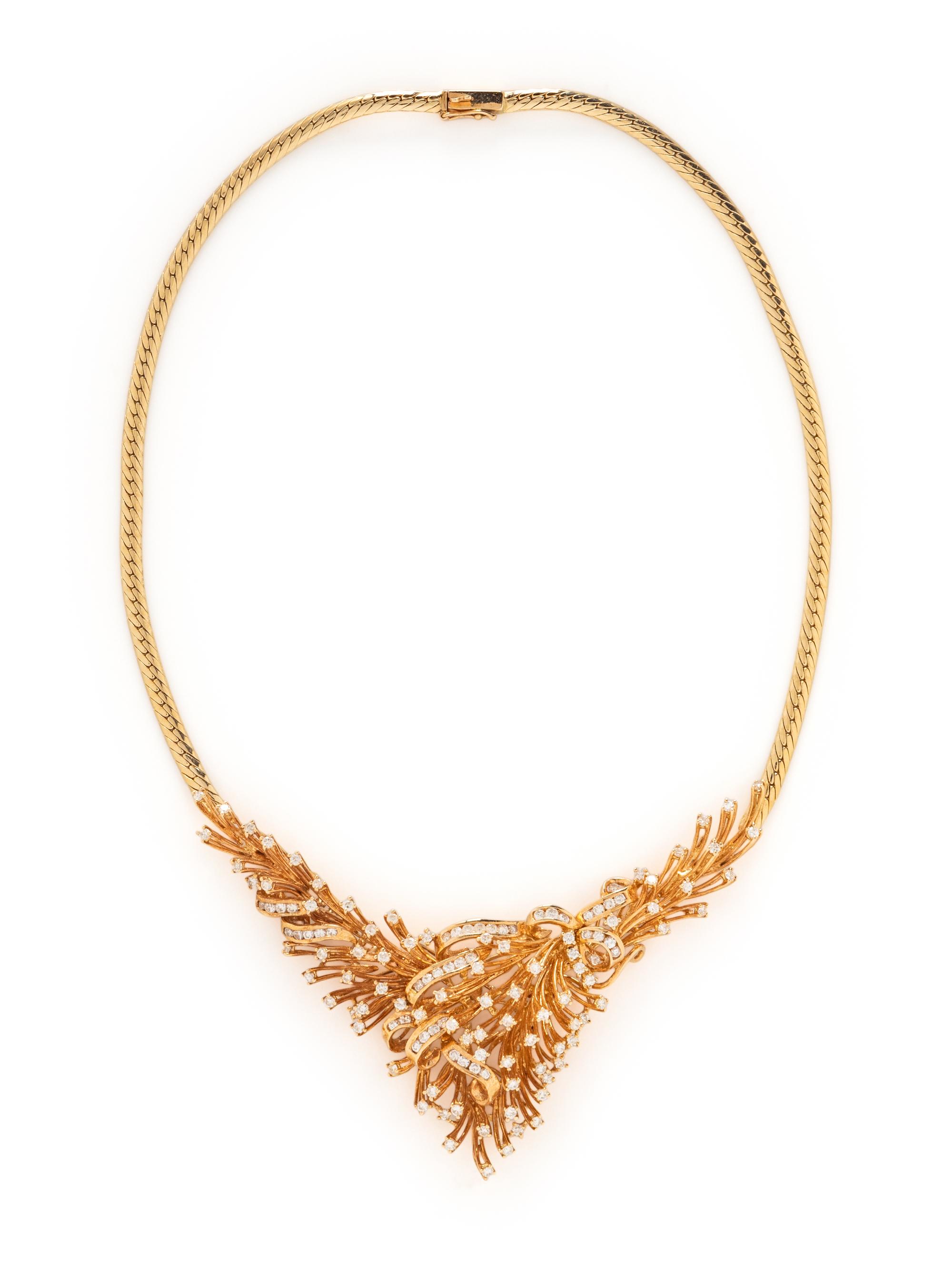 YELLOW GOLD AND DIAMOND SPRAY NECKLACE