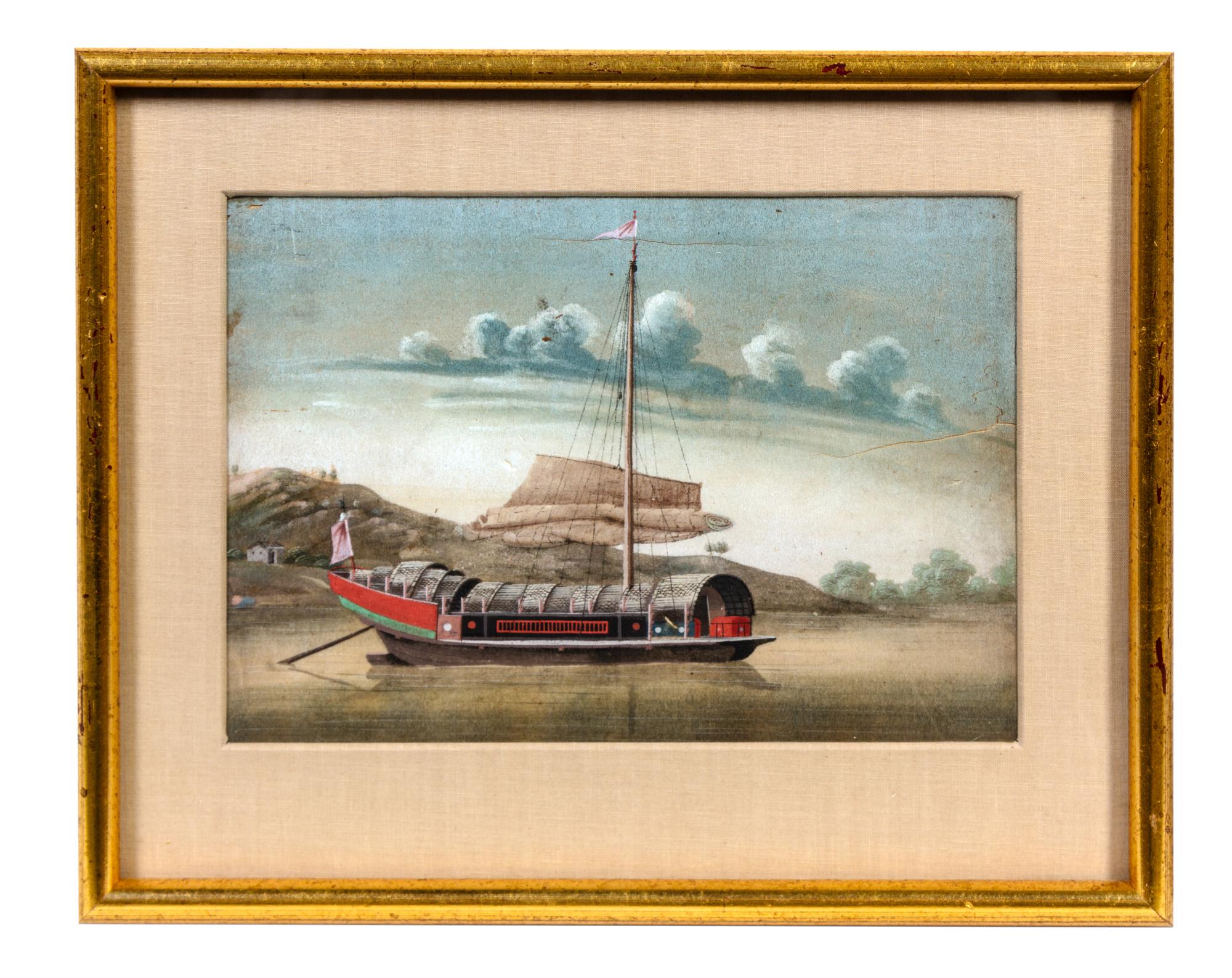 Two Chinese Trade Paintings Height 6 x width 8 inches. — 19TH CENTURY